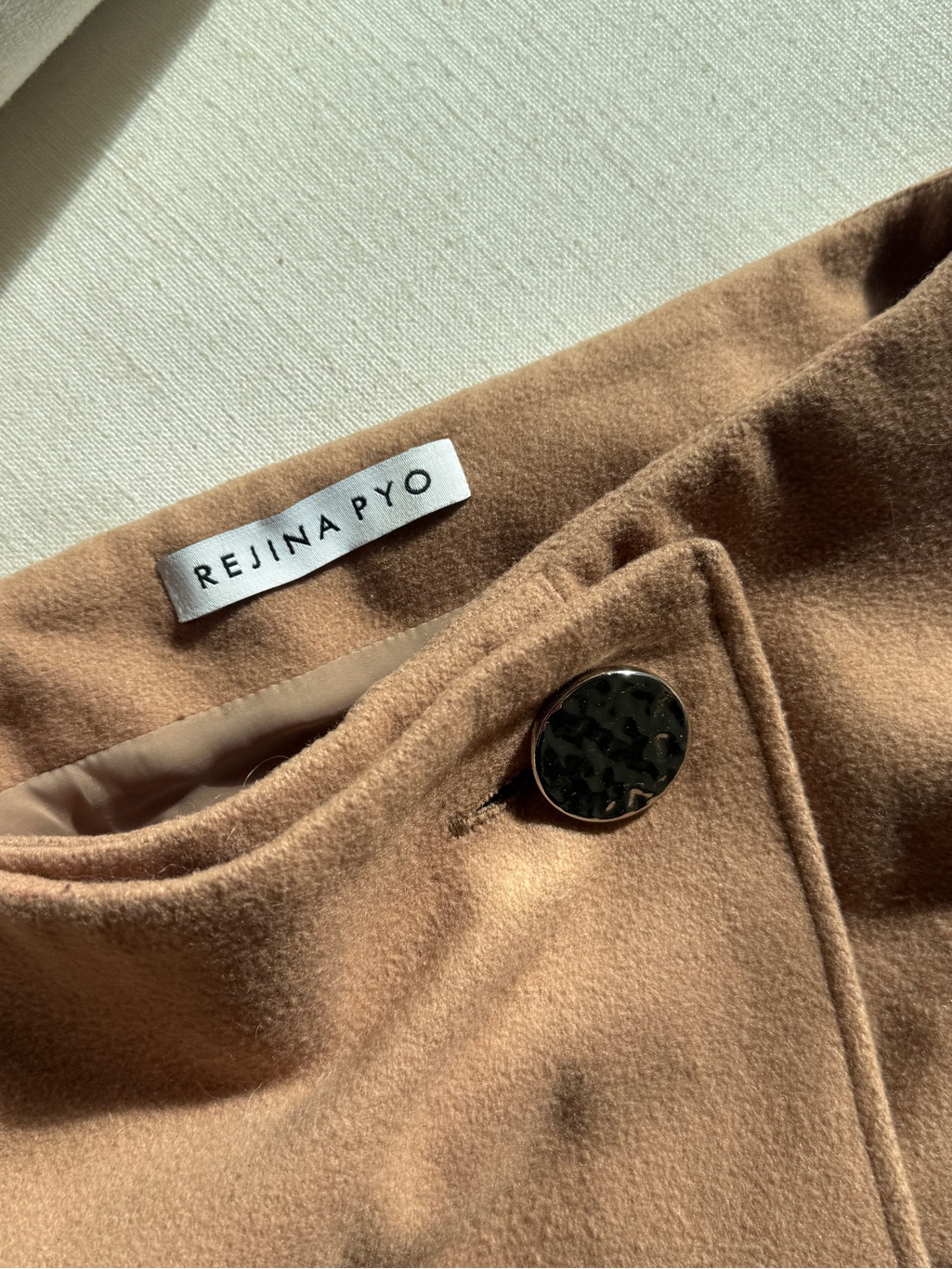 Rejina Pyo Brown Pencil Skirt With Decorative Button